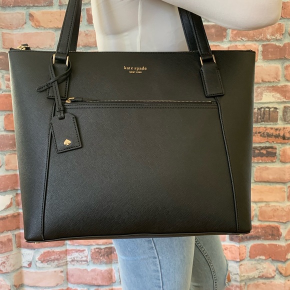 Kate spade LARGE Cameron pocket tote BLACK bag - Picture 2 of 8